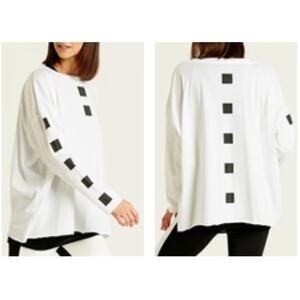 Planet by Lauren G Shirt One Size Pima Cotton Cube Minimalist Boxy Raw Edge